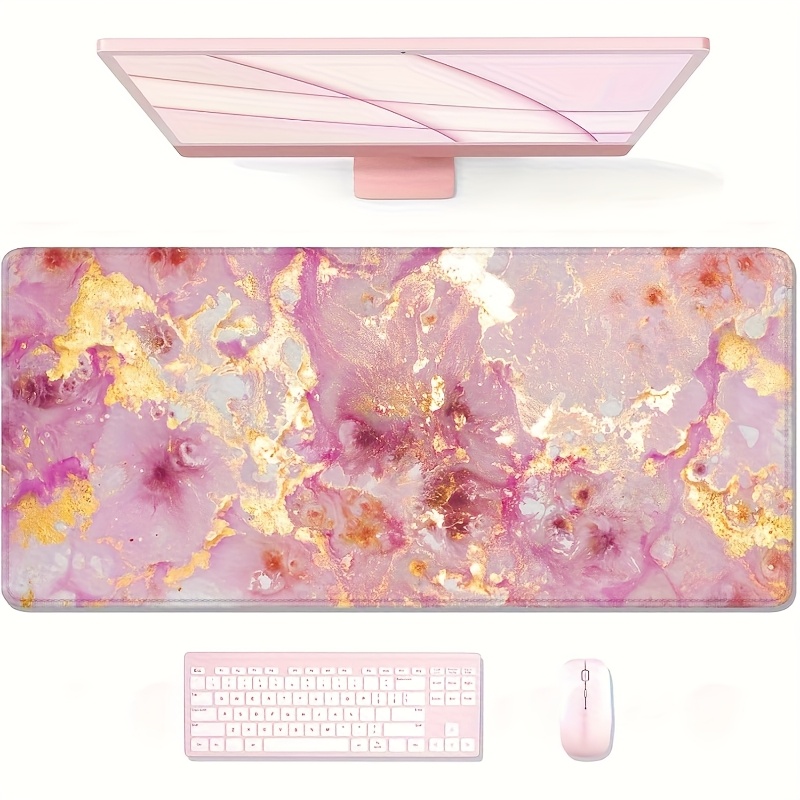 Pc Gaming Pink - Large Pink Marble Desk Mat Rubber